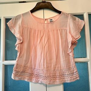OLD NAVY GIRLS FLUTTER SLEEVE PINK TUNIC BLOUSE 🌸💖